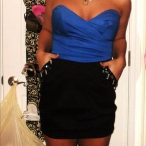 Lipsy London bejeweled pocket dress in black and blue